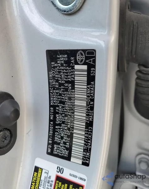 2018 Toyota Corolla L из США, поврежденный, VIN 2T1BURHE1JC086864